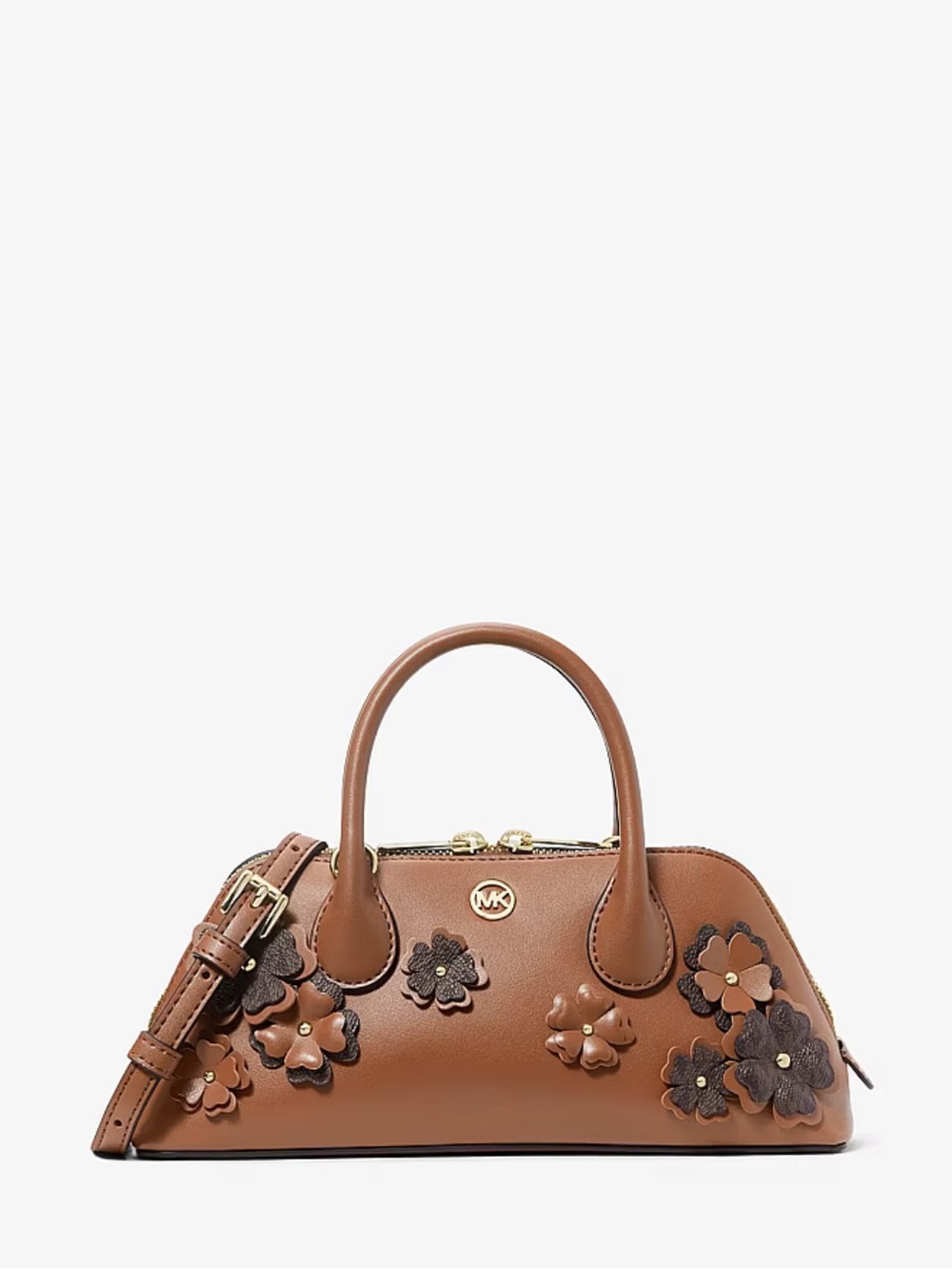 Michael Kors Tan Brown Floral Applique Satchel - Picture 4 of 5